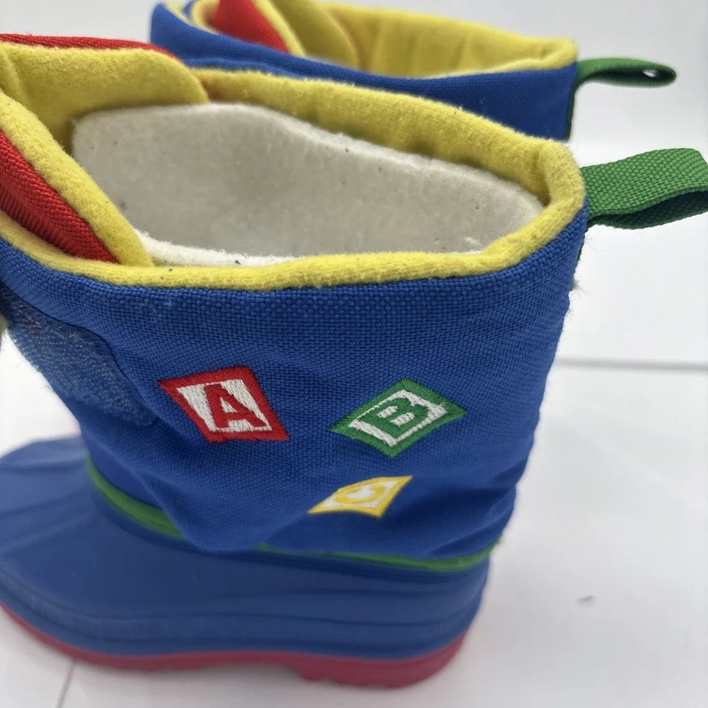 Vintage Color Block Lined ABC Healthtex Kids/ Baby  size 8 Snowplow Snow Boots